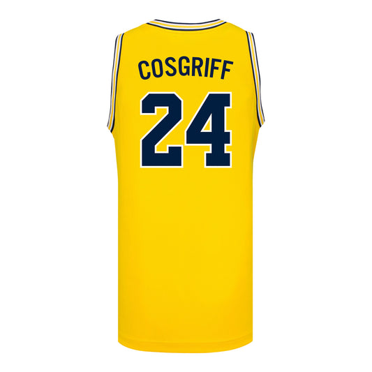 Michigan Wolverines Women's Basketball #24 Devin Cosgriff Student Athlete Maize Basketball Jersey