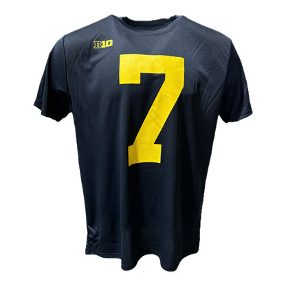 Youth Michigan Navy Edwards Name and Number Tee - Front View