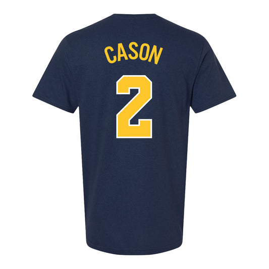 Michigan Wolverines Men's Basketball Student Athlete #2 L.J Cason Youth T-Shirt - Back View