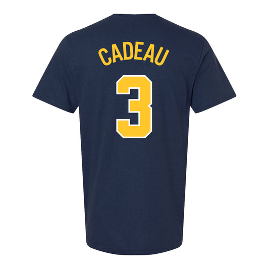 Michigan Wolverines Men's Basketball Student Athlete #3 Elliot Cadeau Youth T-Shirt - Back View