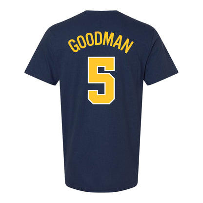 Michigan Wolverines Men's Basketball Student Athlete #5 Oscar Goodman Youth T-Shirt - Back View