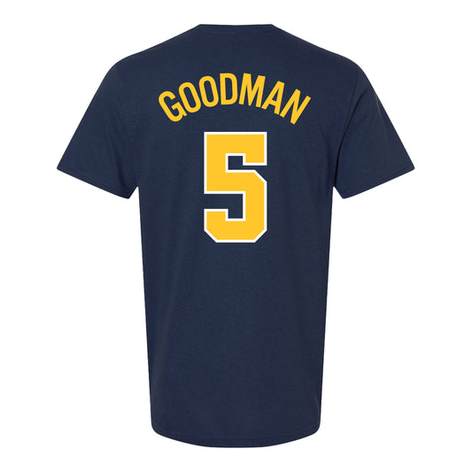 Michigan Wolverines Men's Basketball Student Athlete #5 Oscar Goodman Youth T-Shirt - Back View
