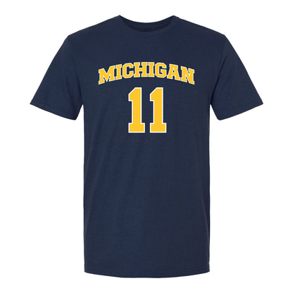 Michigan Wolverines Men's Basketball Student Athlete #11 Roddy Gayle Youth T-Shirt - Front View