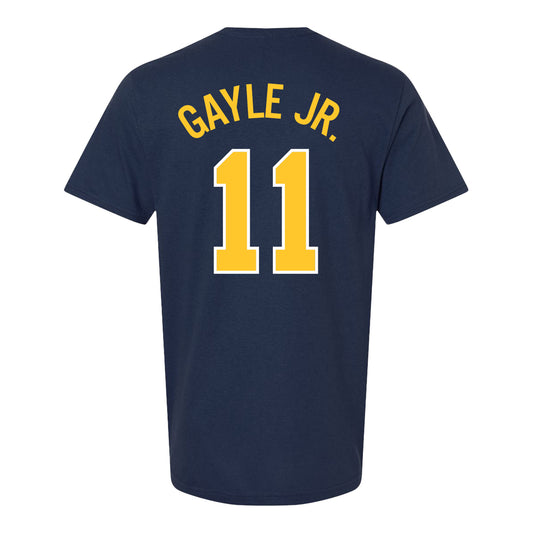 Michigan Wolverines Men's Basketball Student Athlete #11 Roddy Gayle Youth T-Shirt - Back View