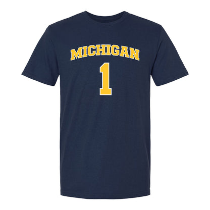 Michigan Wolverines Women's Basketball Student Athlete #1 Olivia Olson Youth T-Shirt - Front View
