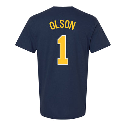 Michigan Wolverines Women's Basketball Student Athlete #1 Olivia Olson Youth T-Shirt - Back View
