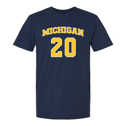 Michigan Wolverines Women's Basketball Student Athlete #20 Alyssa Crockett Youth T-Shirt - Front View