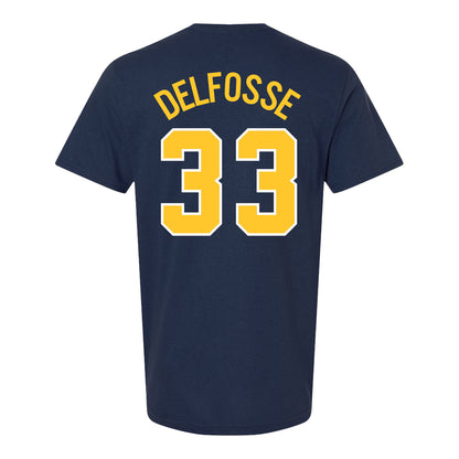 Michigan Wolverines Women's Basketball Student Athlete #33 Te'Yala Delfosse Youth T-Shirt - Back View