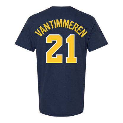 Michigan Wolverines Women's Basketball Student Athlete #21 Ally VanTimmeren Youth T-Shirt - Back View