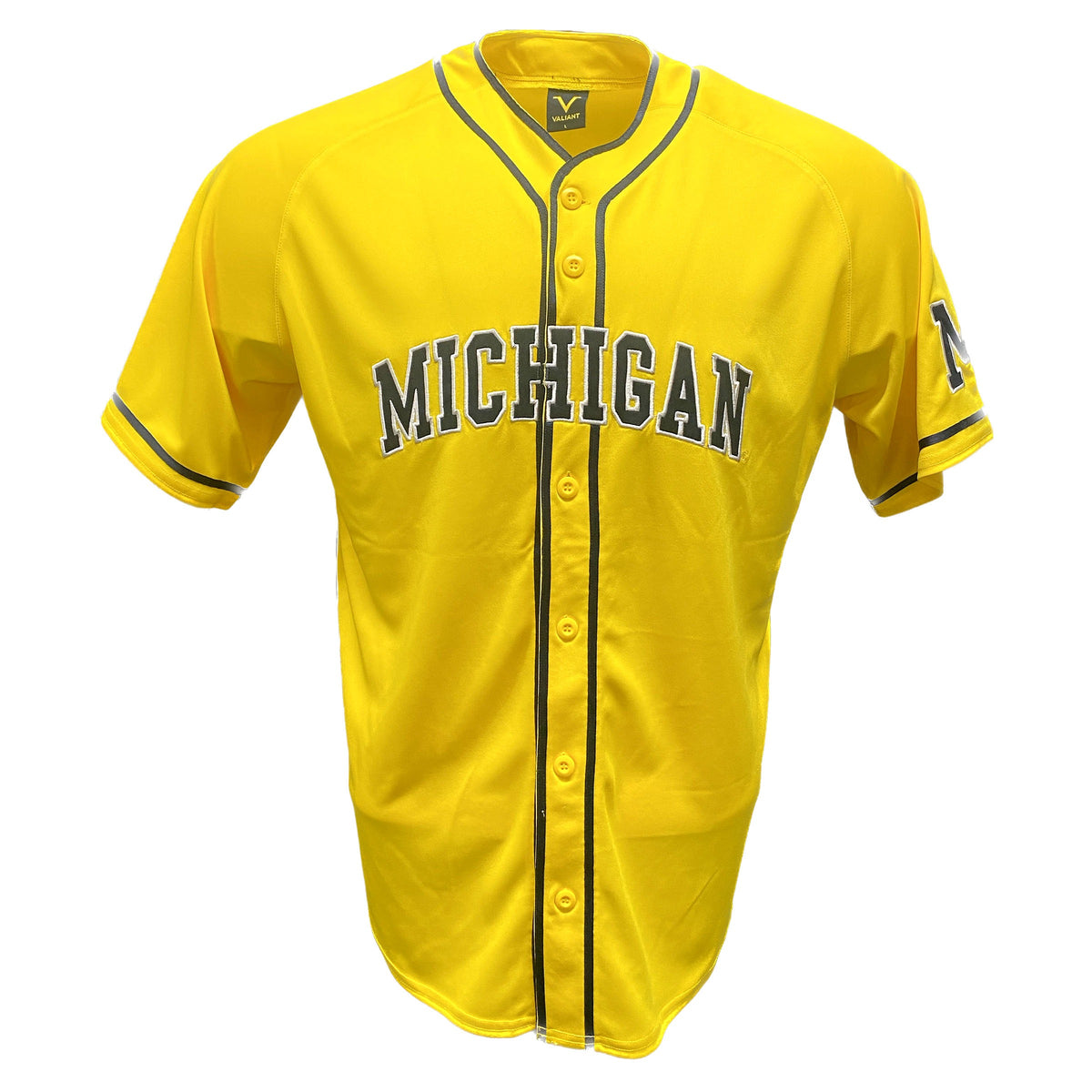 Michigan Wolverines Valiant Maize Baseball Jersey - Front View