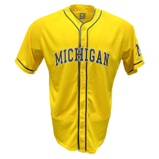 Michigan Wolverines Valiant Maize Baseball Jersey - Front View