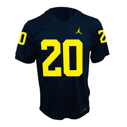 Michigan Wolverines Jordan #20 Kalel Mullings Student Athlete Navy Football Jersey