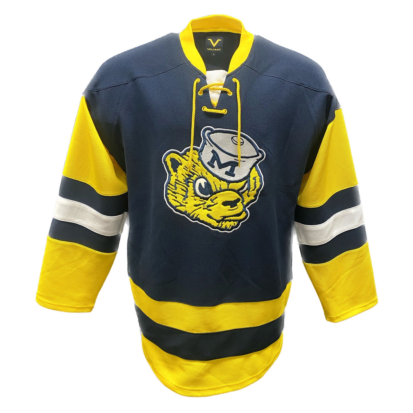 Michigan Wolverines Vault Logo Navy Hockey Jersey