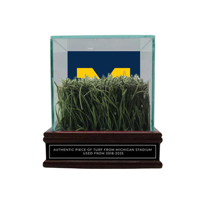 University of Michigan Authentic Piece of Michigan Stadium Turf with Case - Full View