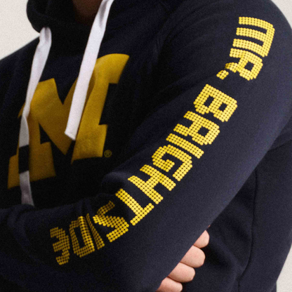 Michigan Wolverines Mr. Brightside Midnight Navy Olsen Hoodie - Sleeve View
