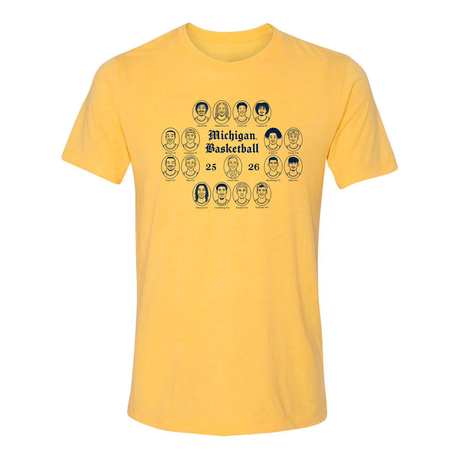 Michigan Wolverines 2025-2026 Mens Basketball Team Shirt - Front View