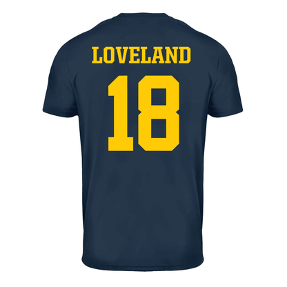 Valiant University of Michigan Football Colston Loveland Navy Player Jersey Tee - Back View