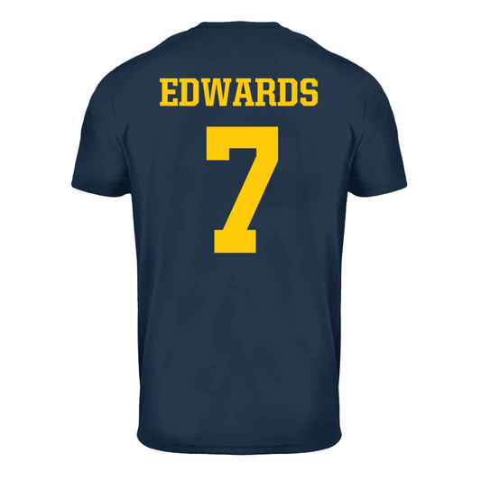 Valiant University of Michigan Football Donovan Edwards Navy Player Jersey Tee