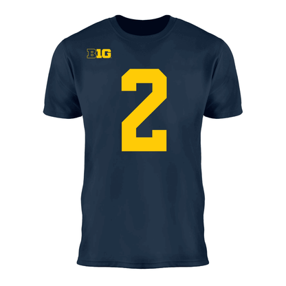 Valiant University of Michigan Football Will Johnson Navy Player Jersey Tee