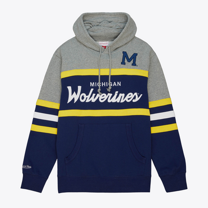 Michigan Wolverines Maize Head Coach Fashion Hoodie In Navy - Front View