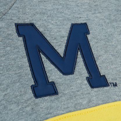 Michigan Wolverines Maize Head Coach Fashion Hoodie In Navy - Logo View