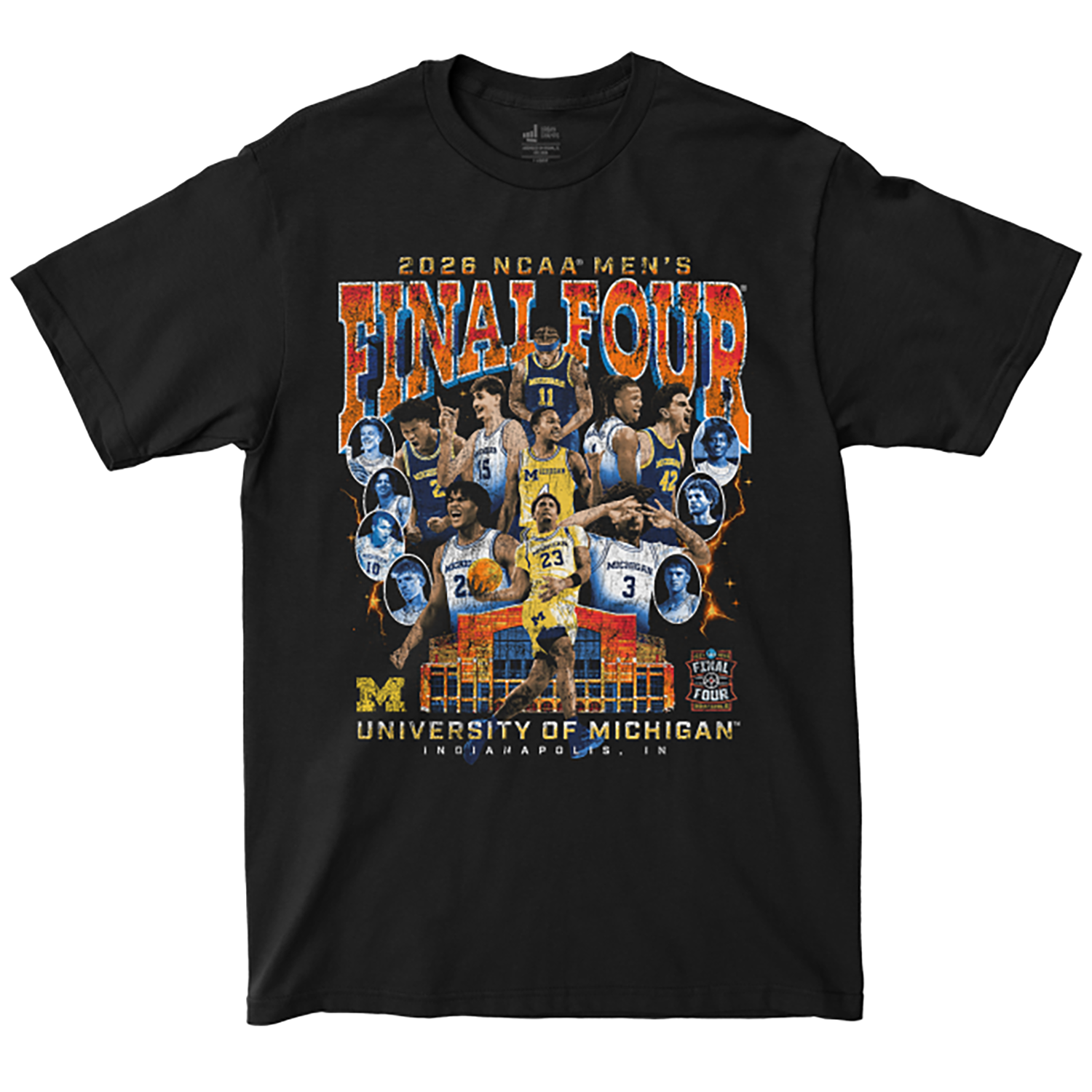 Michigan Wolverines Men's Basketball Campus Ink 2026 Final Four Team T-Shirt - Front View