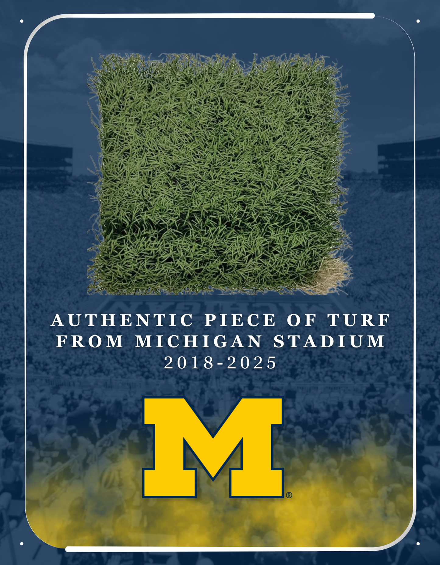 University of Michigan Authentic Piece of Michigan Stadium Turf Plaque