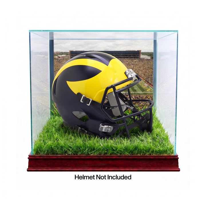 University of Michigan Authentic Turf Football Helmet Display Case - Front View