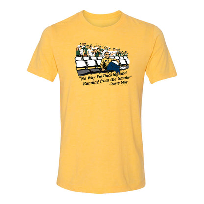 Michigan Wolverines Dusty May "No Way I'm Ducking and Running from the Smoke" T-Shirt - Front View